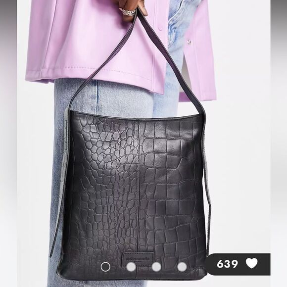 Urbancode croc‎ leather shoulder bag in black NWT in packaging - Picture 1 of 7